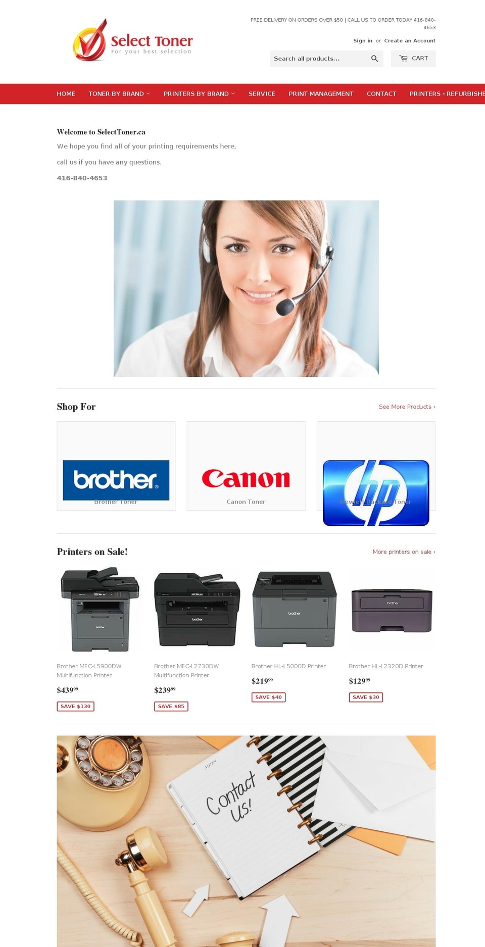 selecttoner.ca shopify website screenshot