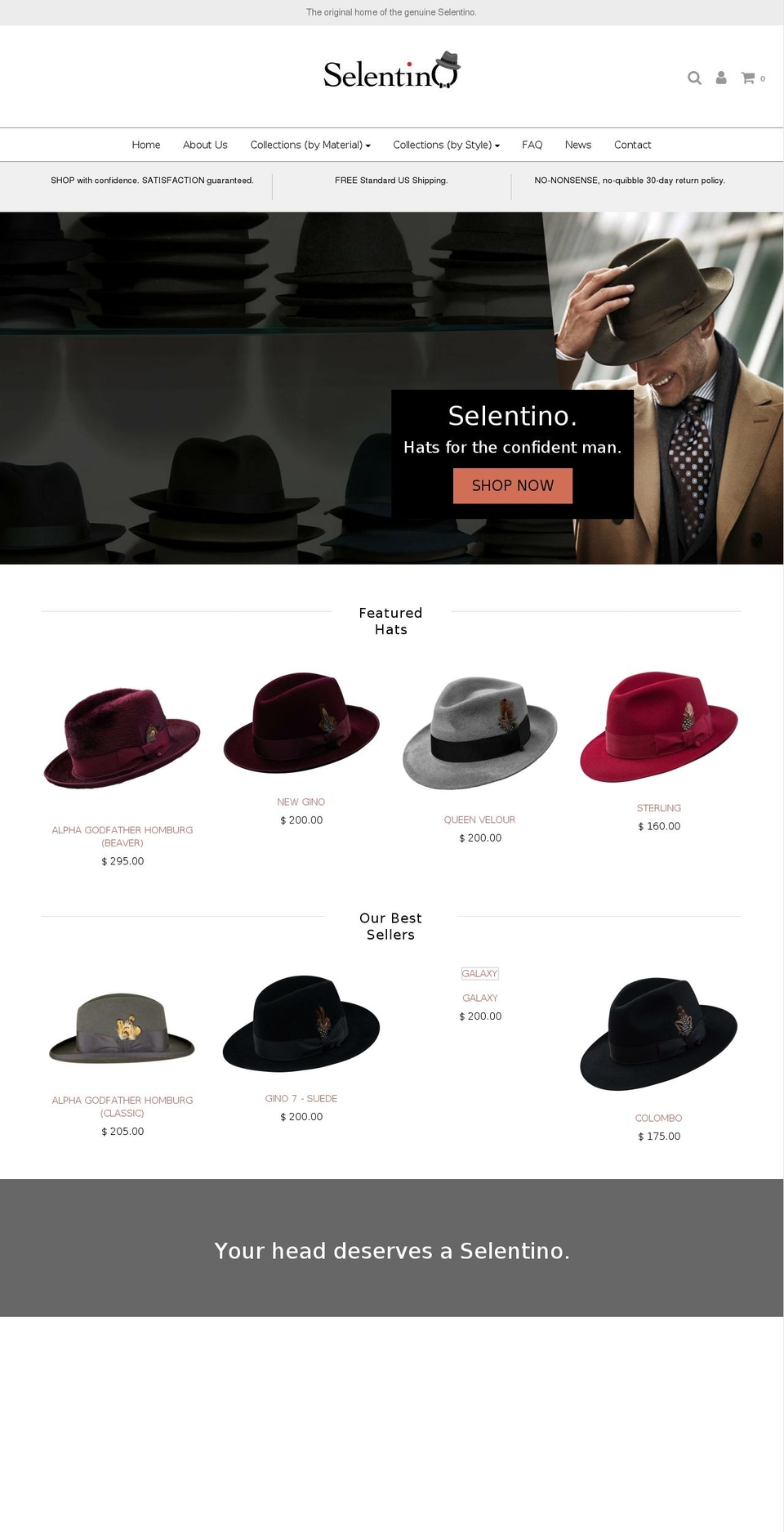 selentinohat.com shopify website screenshot