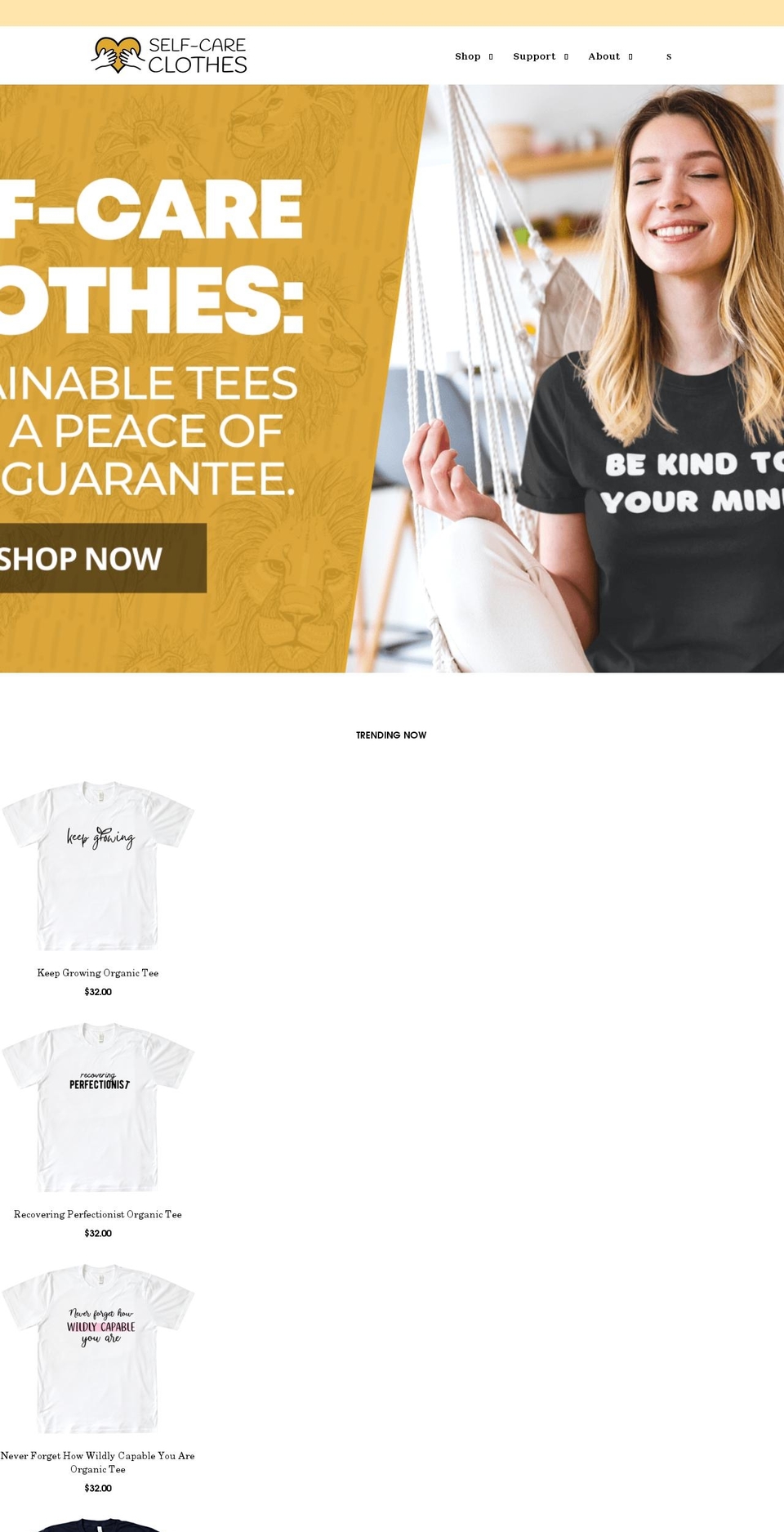 selfcareclothes.com shopify website screenshot