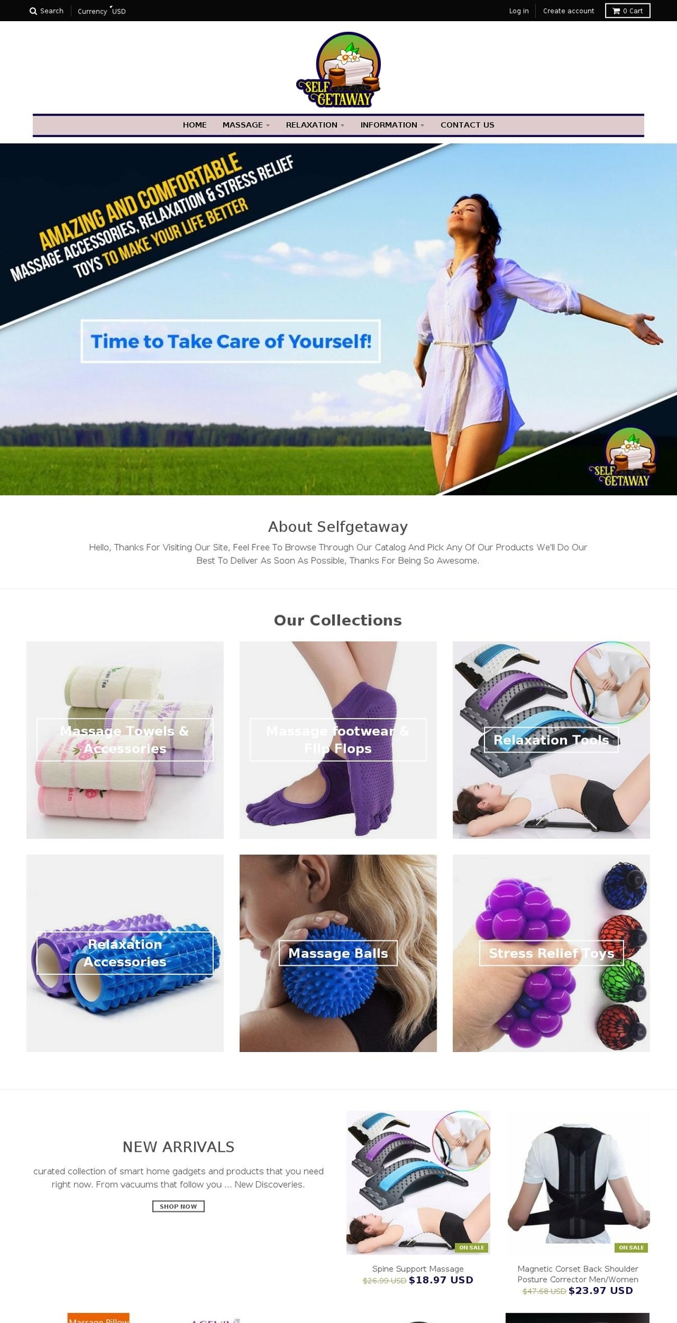 selfgetaway.com shopify website screenshot