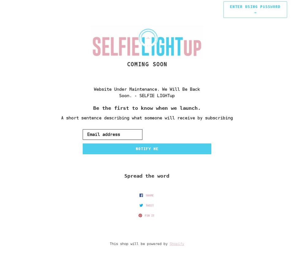 Store Shopify theme site example selfie-lightup.myshopify.com