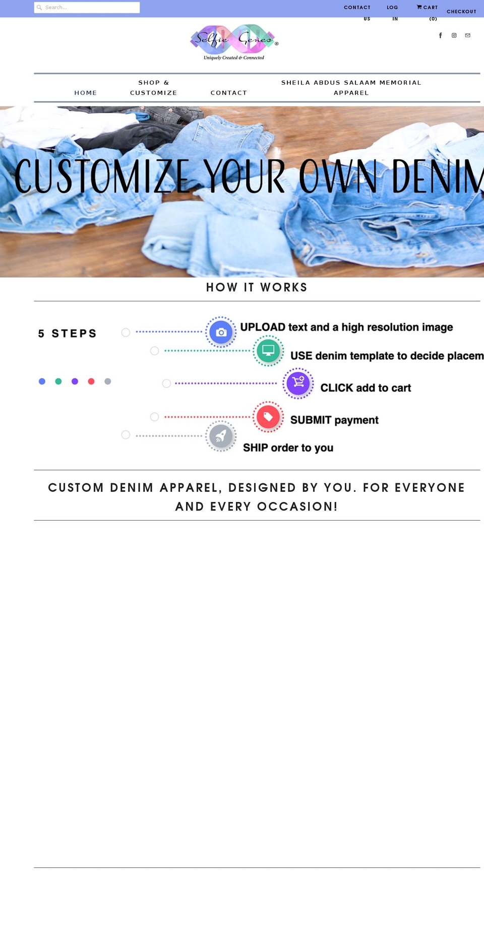 selfiegenes.com shopify website screenshot