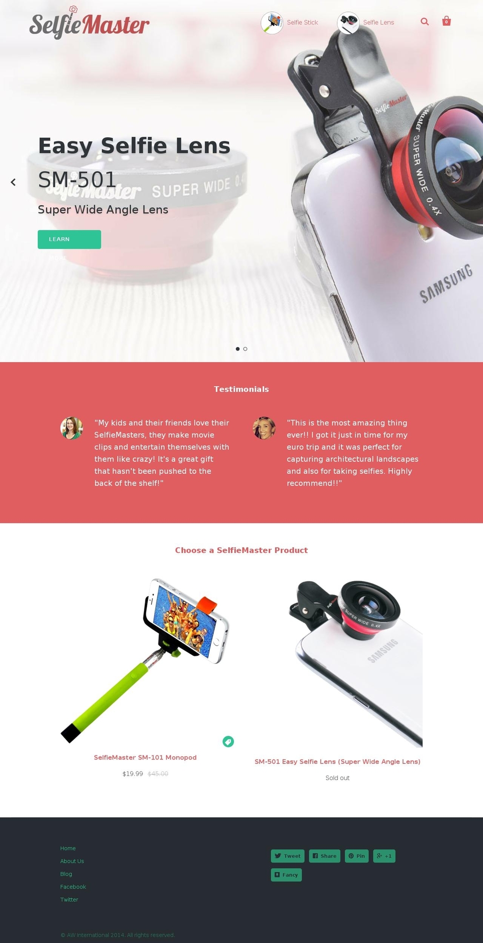 selfiemaster.net shopify website screenshot