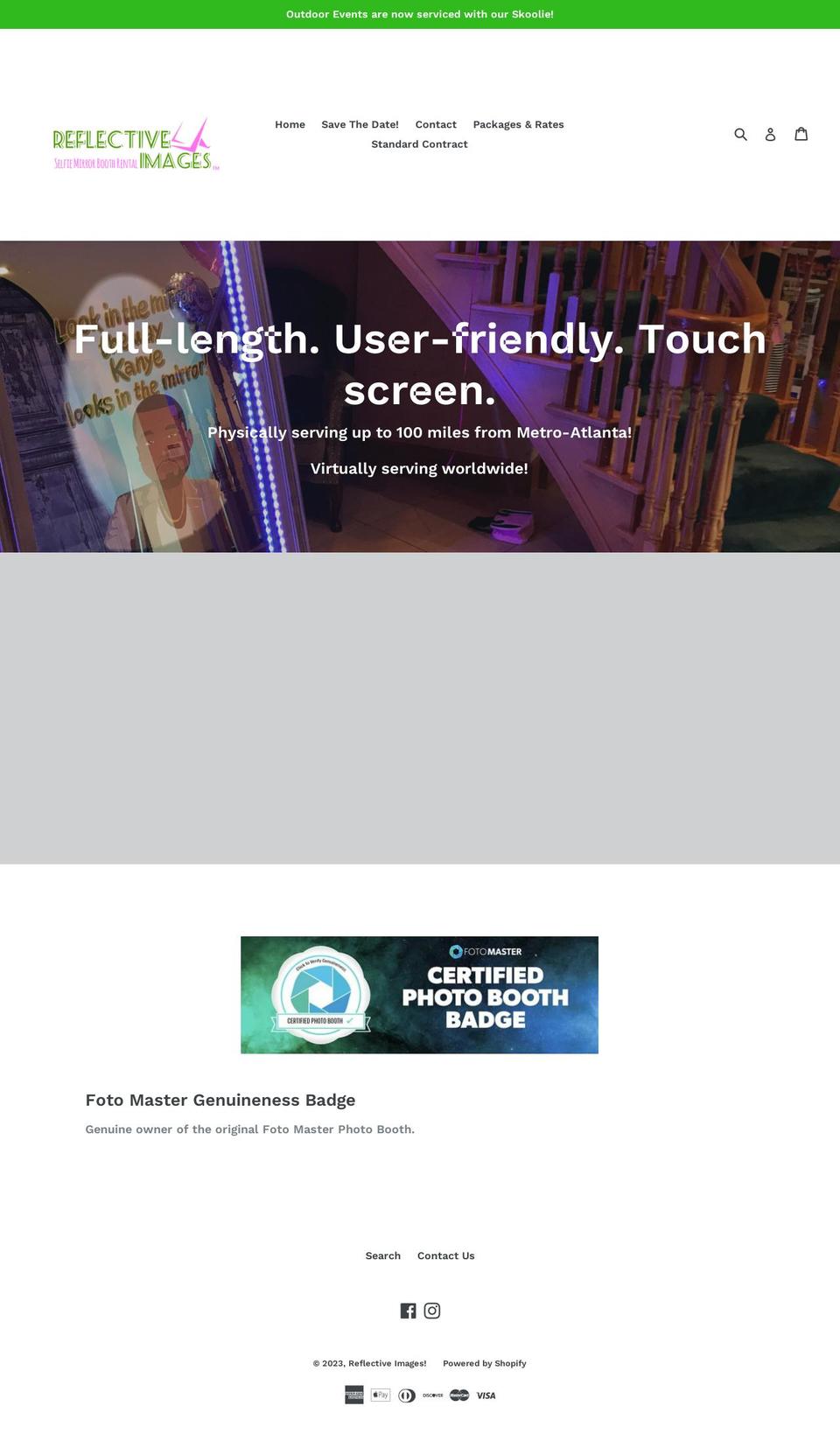 selfiemirroratl.com shopify website screenshot
