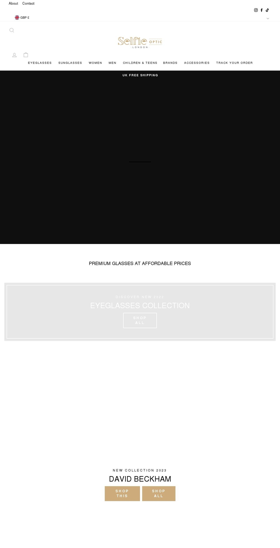 selfieoptic.co.uk shopify website screenshot