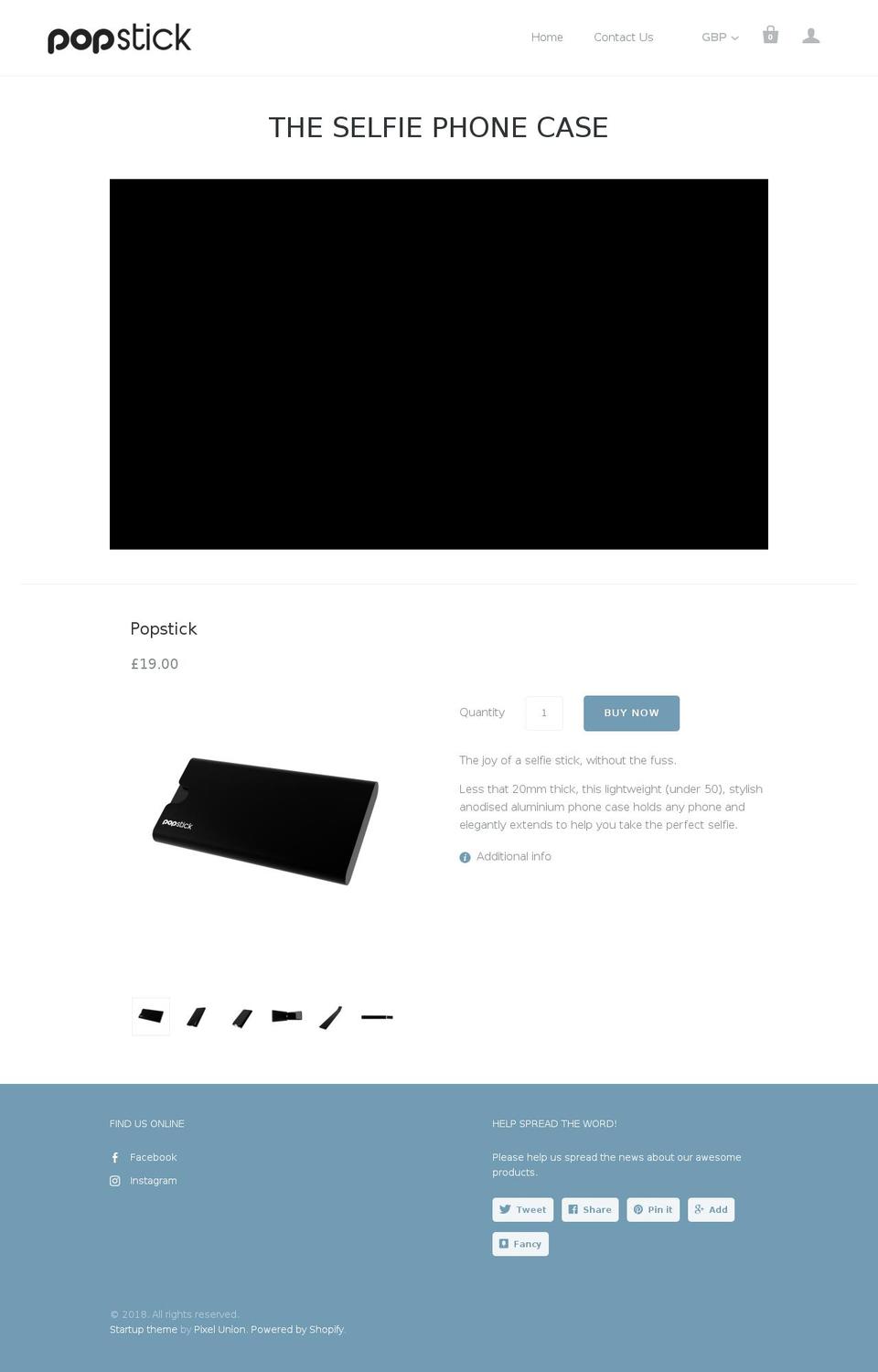 selfiestick.com shopify website screenshot