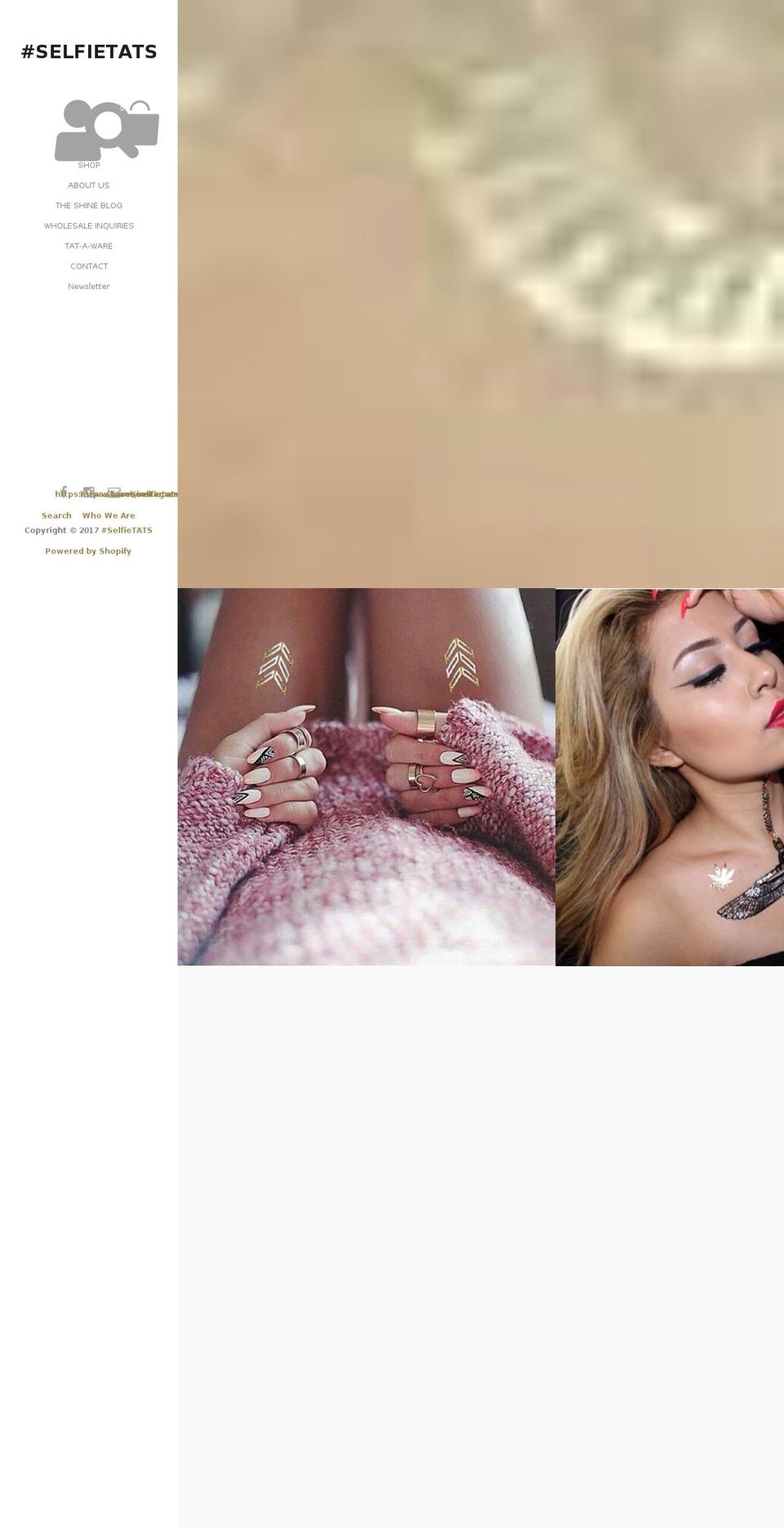 selfietattoos.com shopify website screenshot