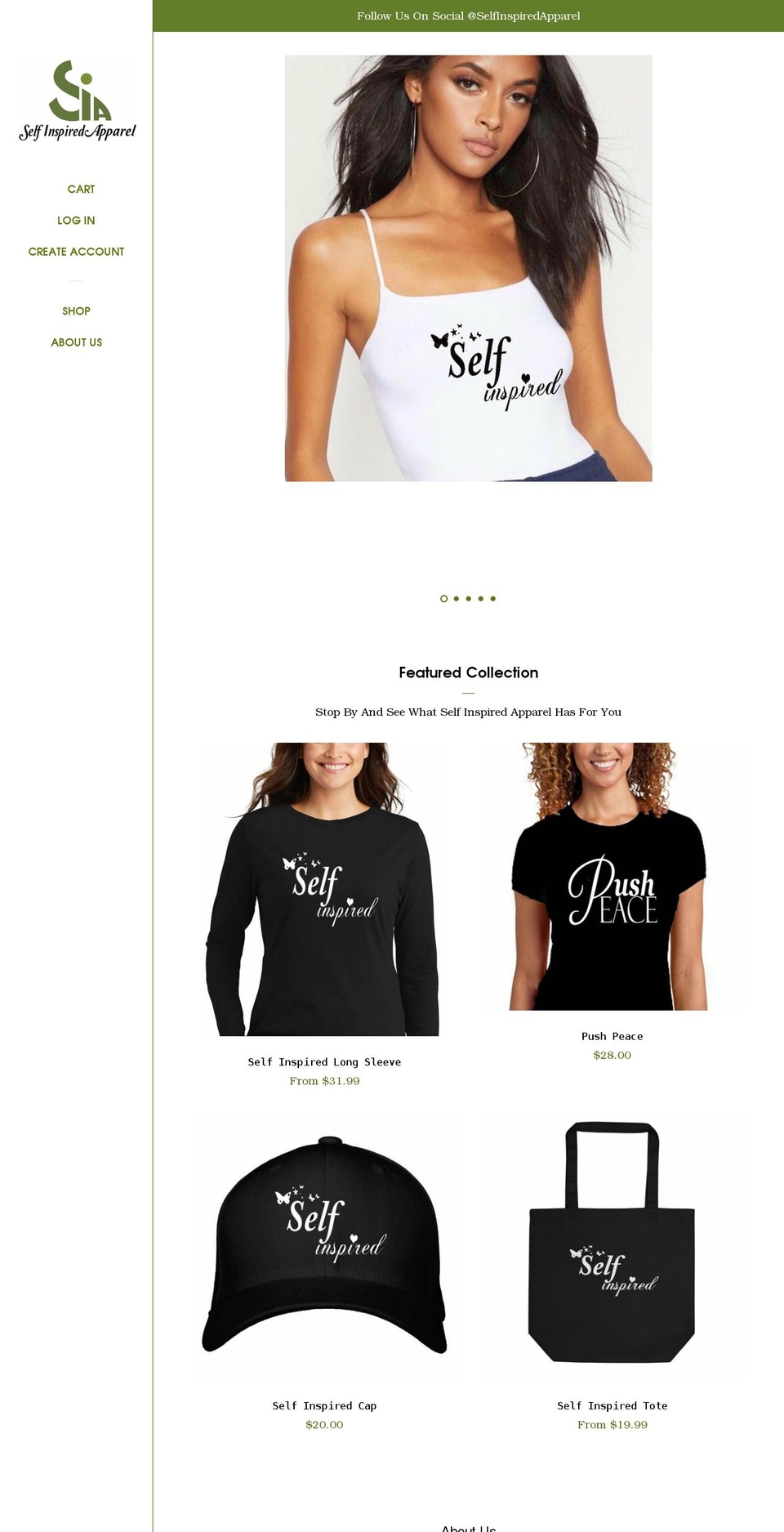 selfinspiredapparel.com shopify website screenshot