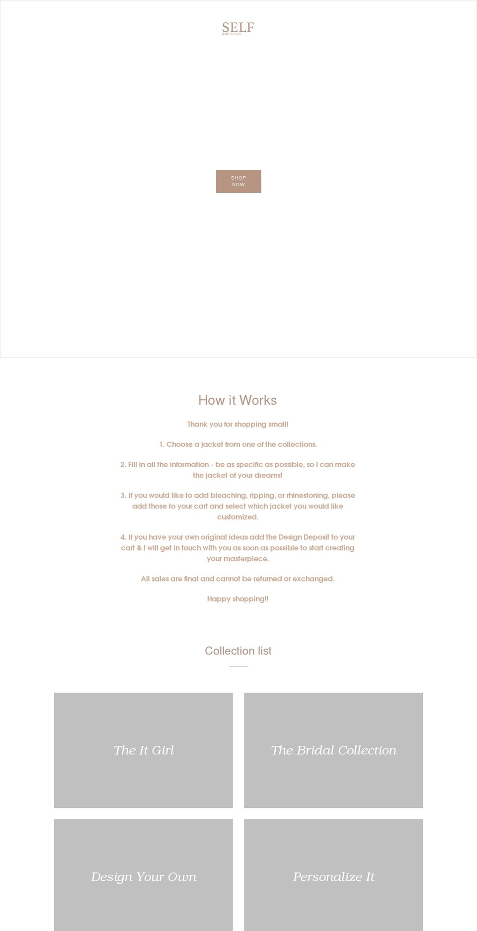 selfishbysoph.com shopify website screenshot