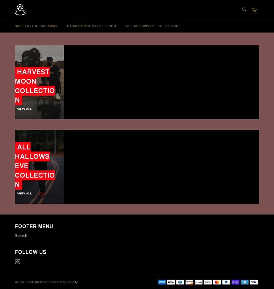 selfishghost.com shopify website screenshot