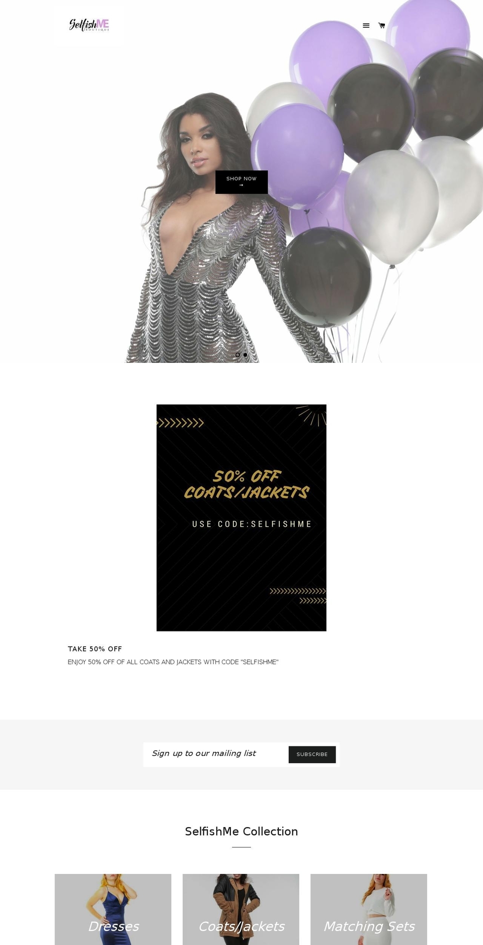selfishmeboutique.com shopify website screenshot