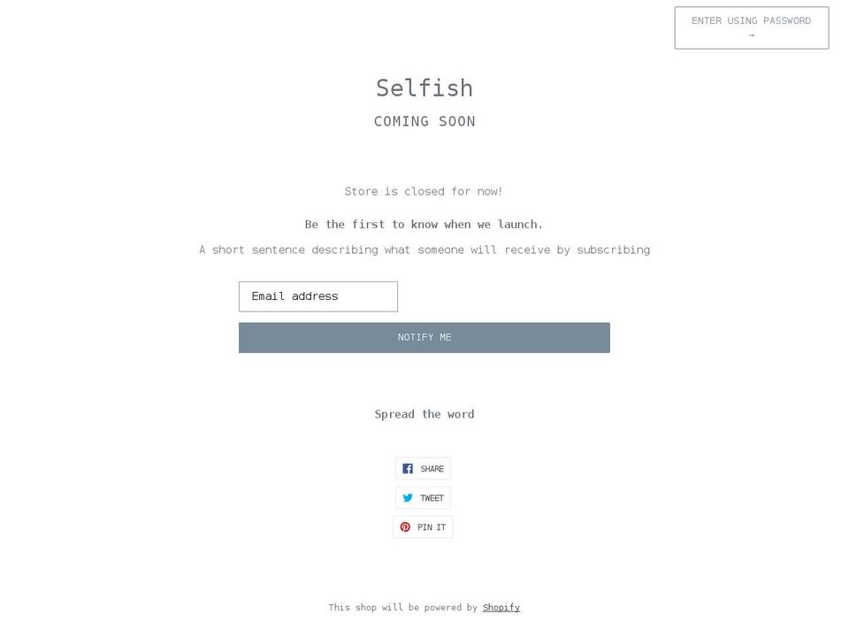 selfishsuite.com shopify website screenshot