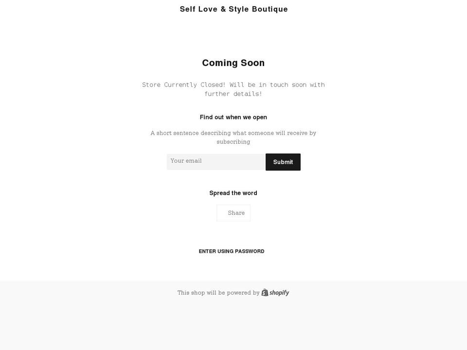 stevie-theme Shopify theme site example selfloveandstyleboutique.com