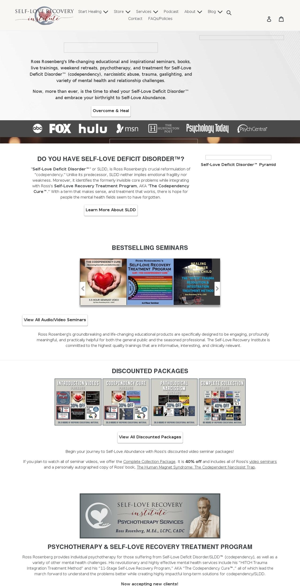 selfloverecovery.com shopify website screenshot