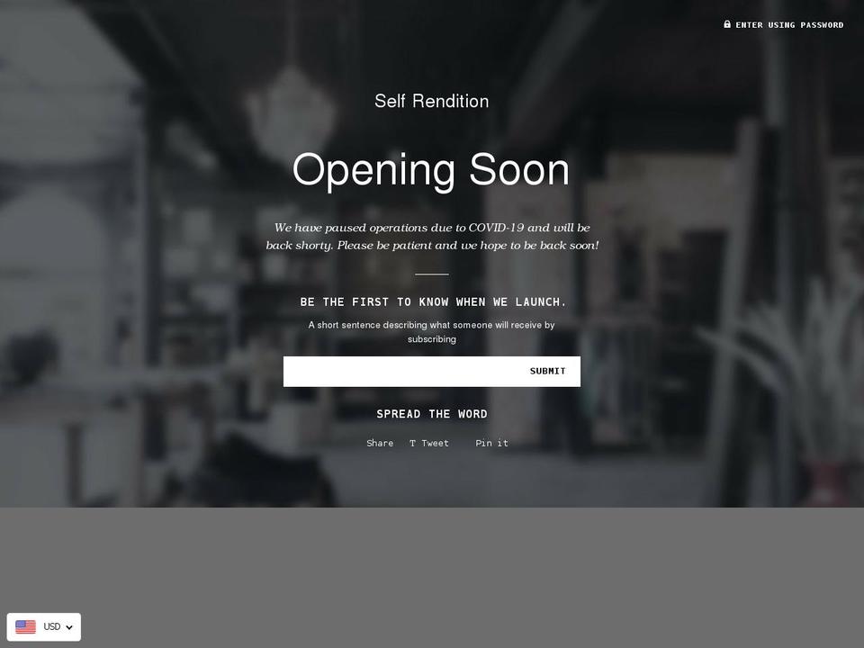 selfrendition.com shopify website screenshot