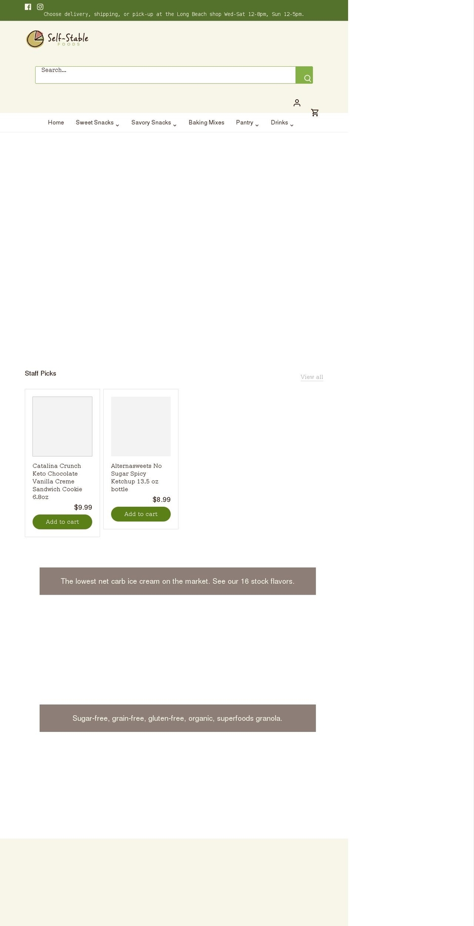 selfstablefoods.com shopify website screenshot