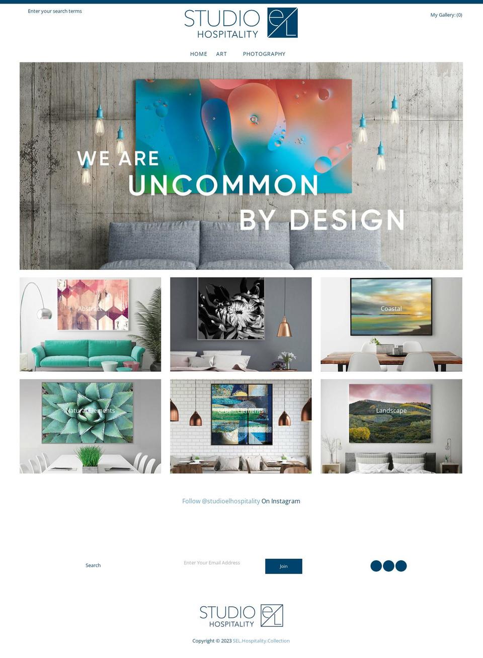 selhospitalityartcollection.com — Shopify storefront screenshot