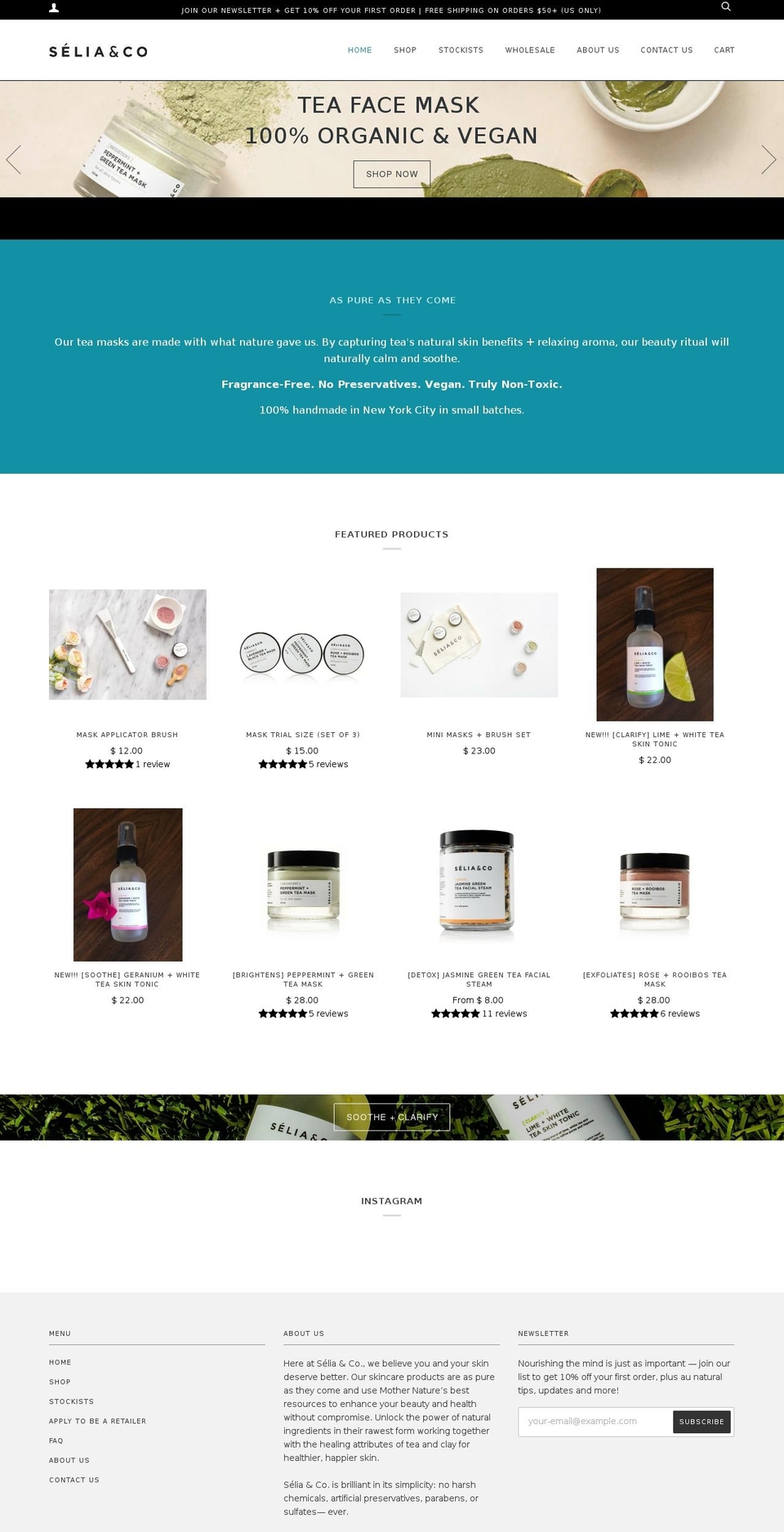 seliaandco.com shopify website screenshot