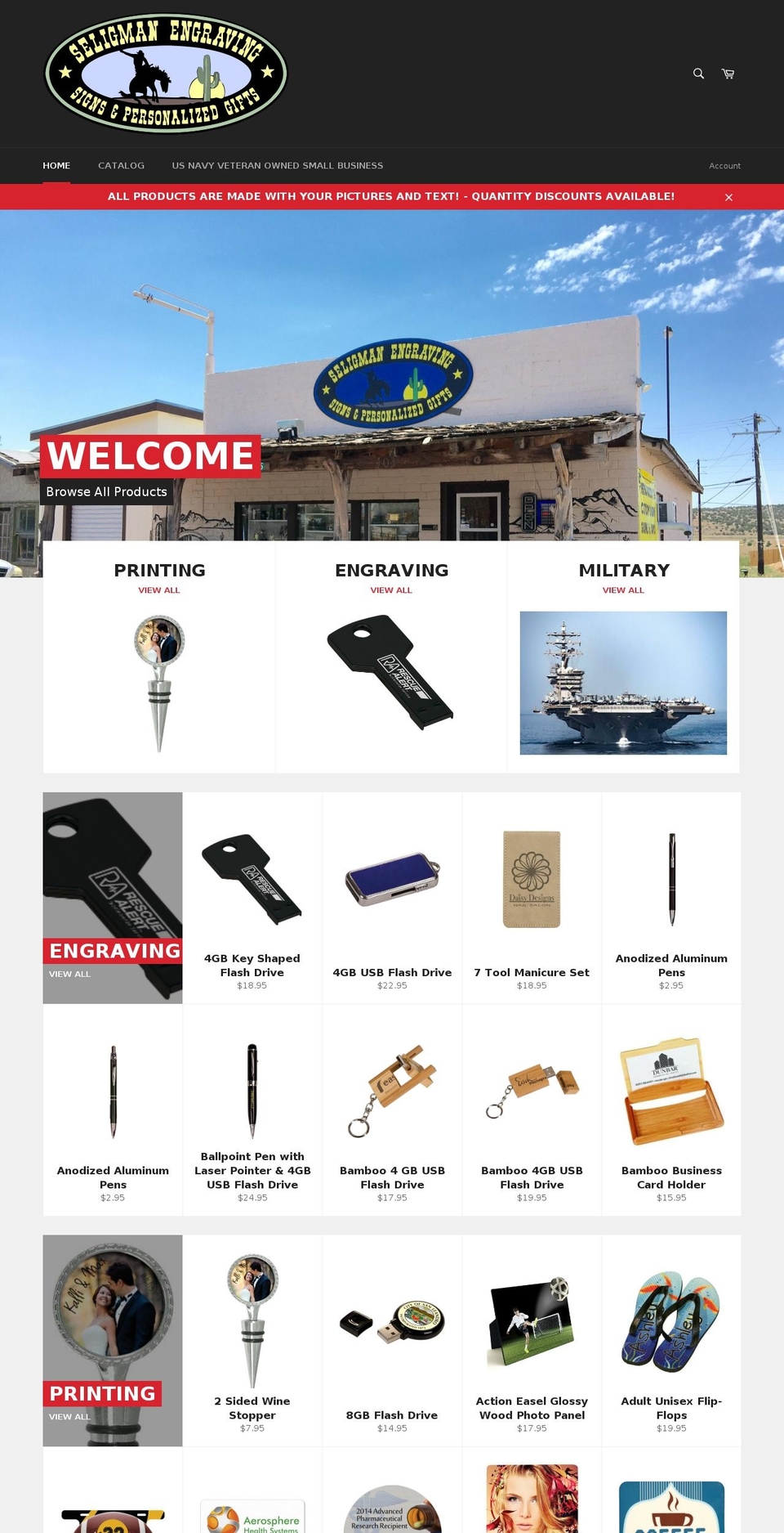 seligmanengraving.com shopify website screenshot