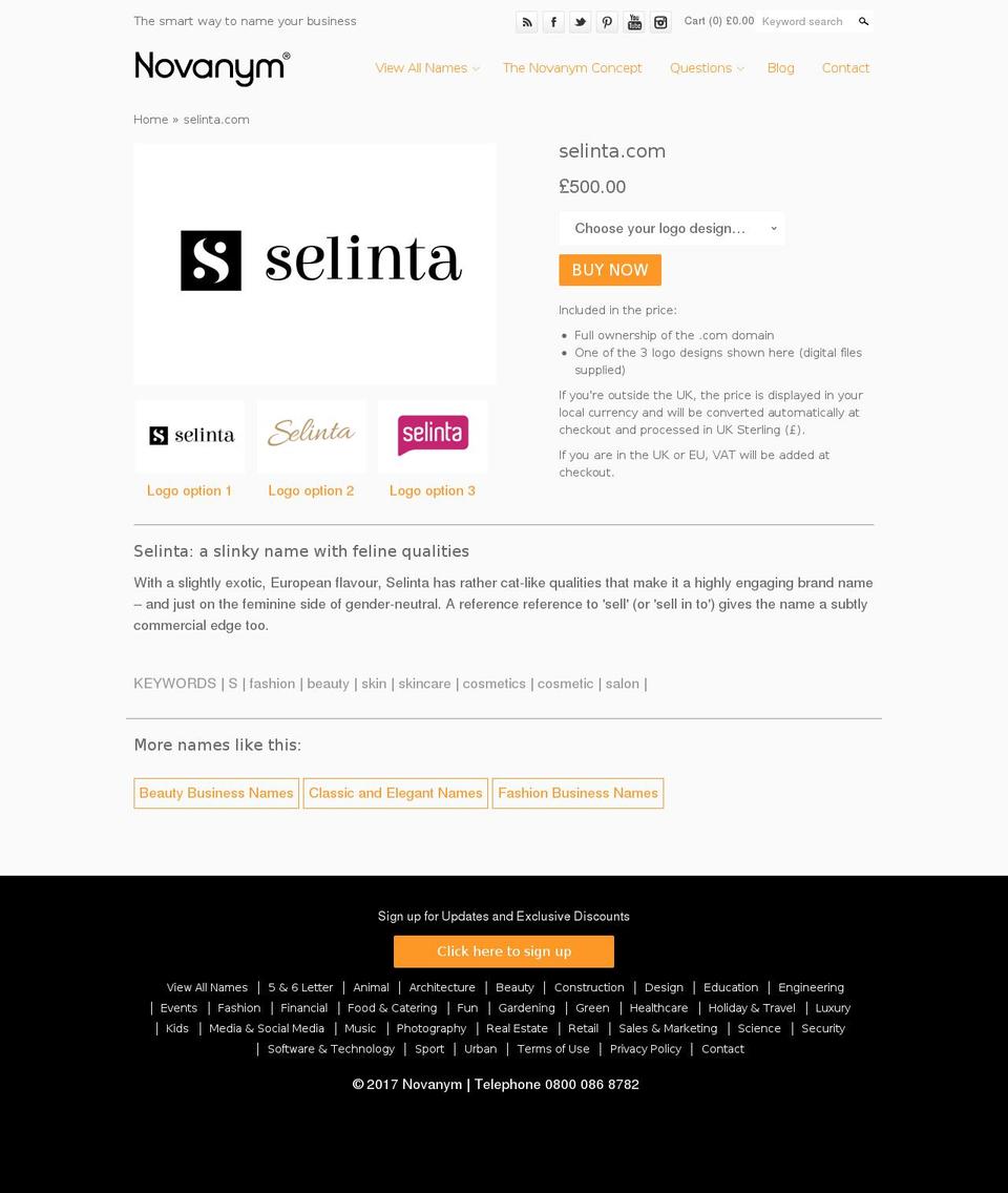 selinta.com shopify website screenshot