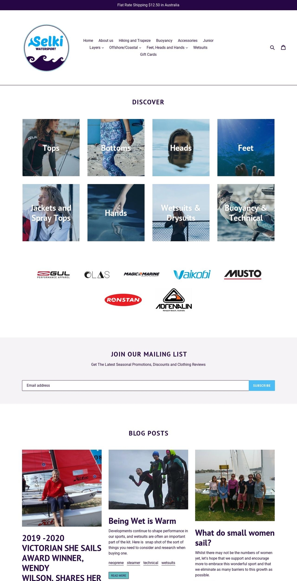 selkiwatersport.com.au shopify website screenshot