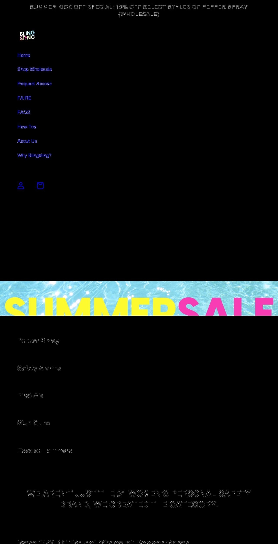 sellblingsting.com shopify website screenshot