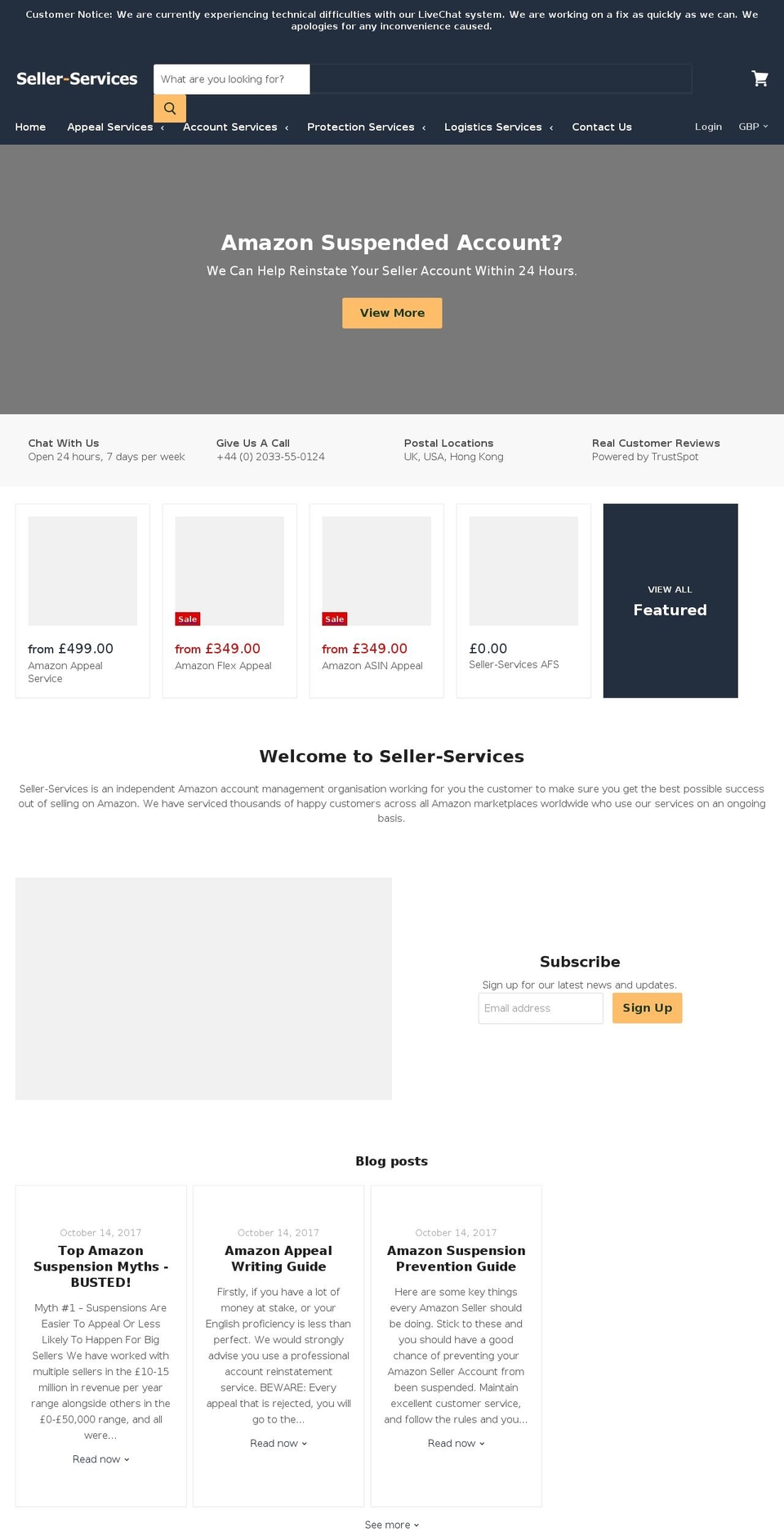 seller-services.com shopify website screenshot