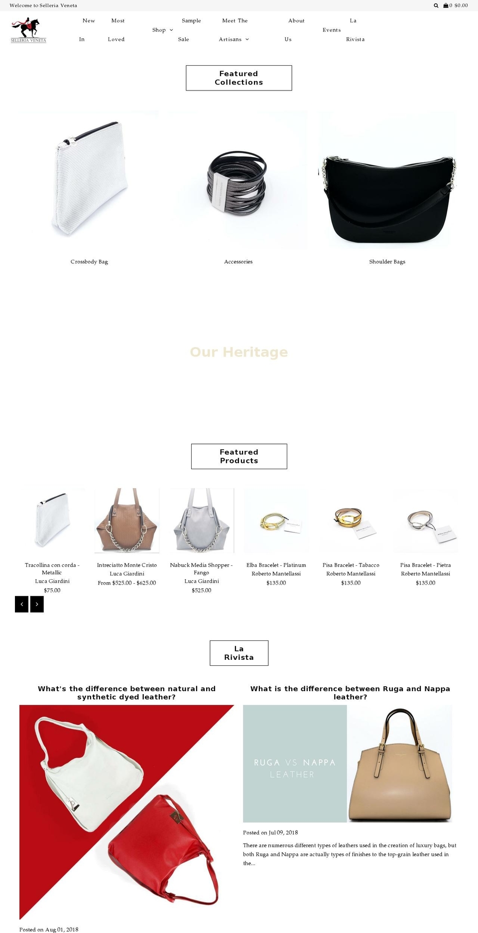 selleriaveneta.com shopify website screenshot