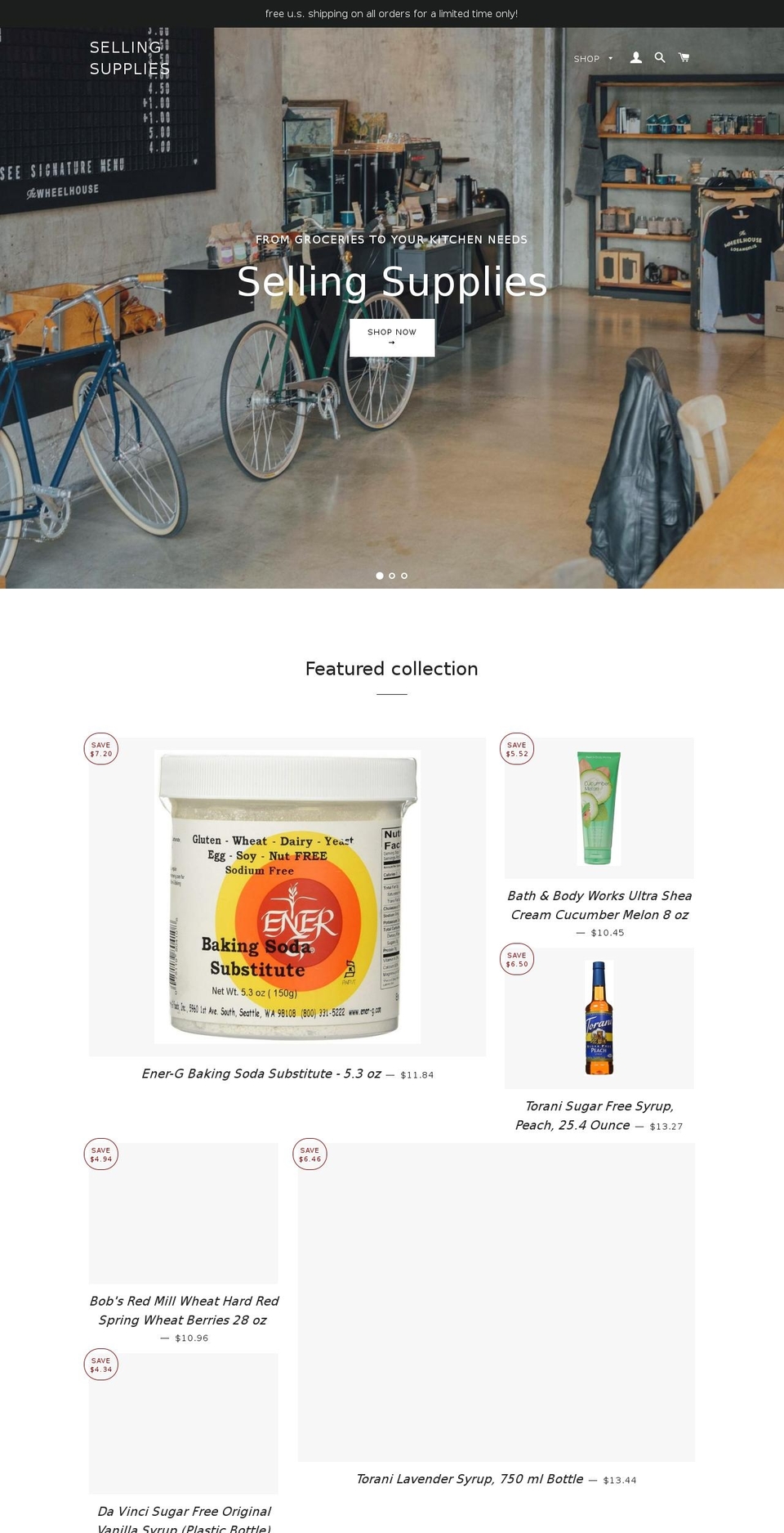selling.supplies shopify website screenshot