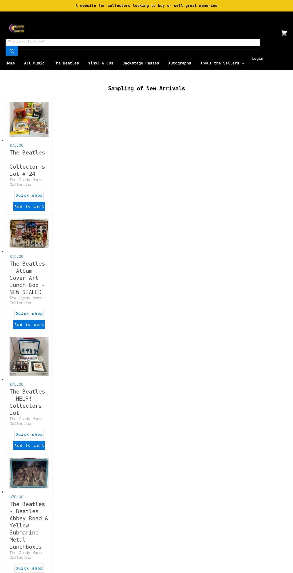 sellingthecollectorscollection.com shopify website screenshot