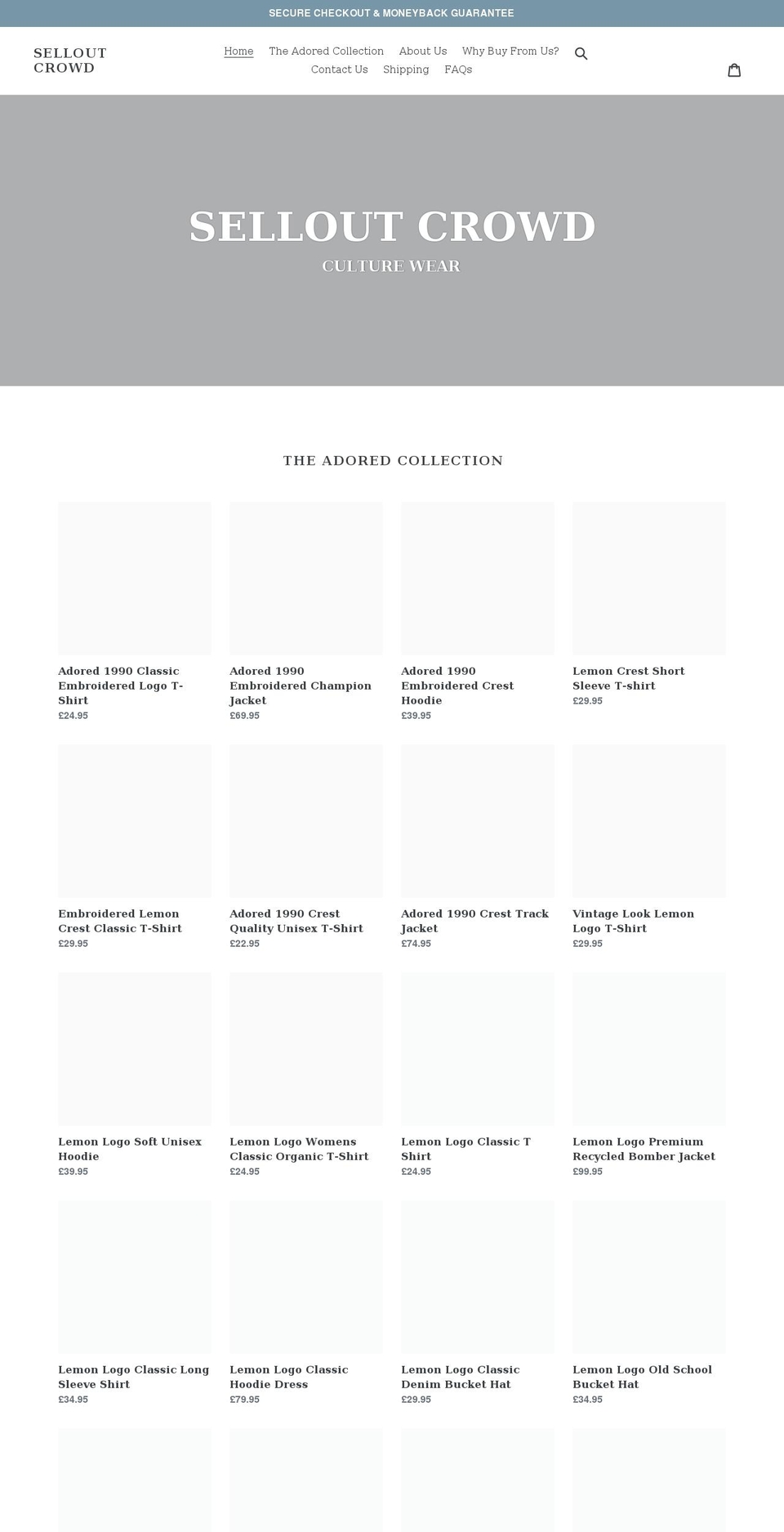 selloutcrowd.co.uk shopify website screenshot