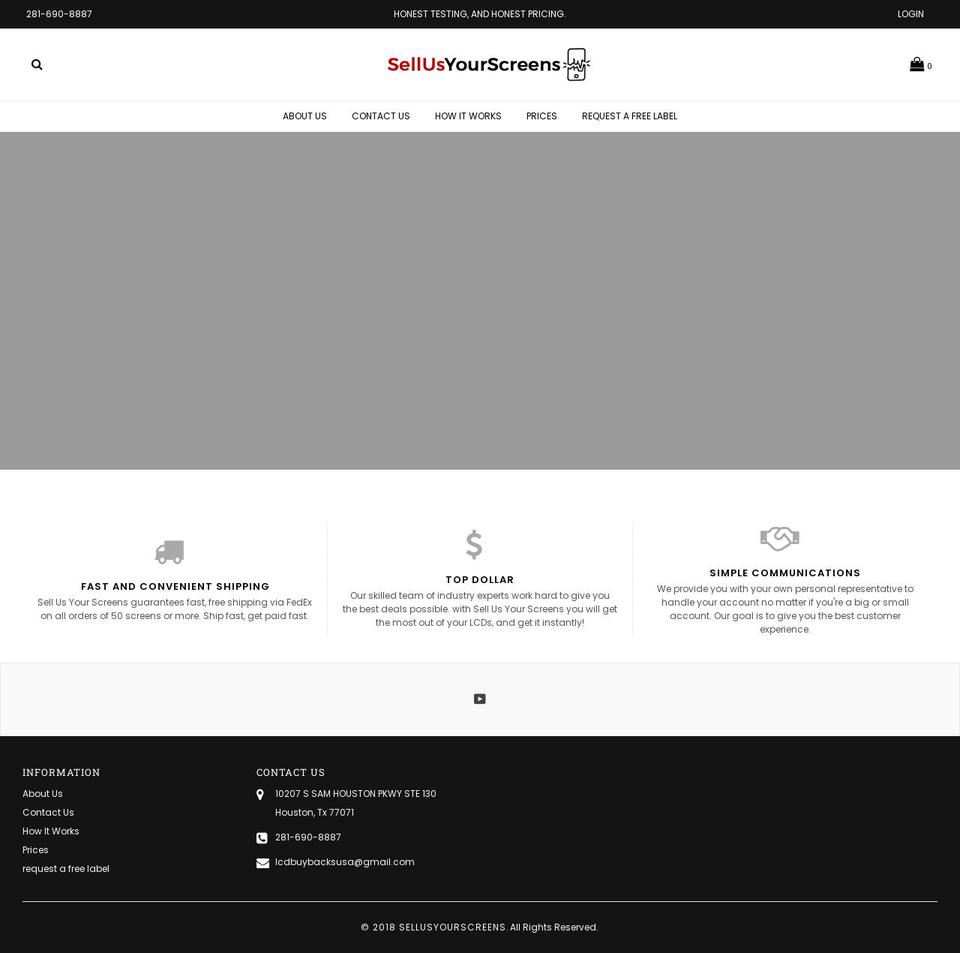 sellusyourscreens.com — Shopify storefront screenshot