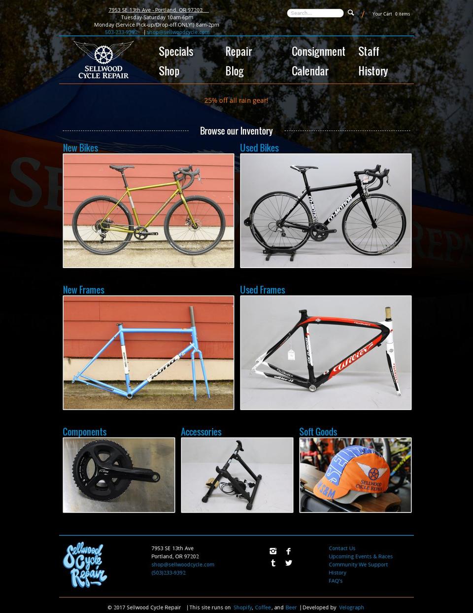 sellwoodcycle.com shopify website screenshot