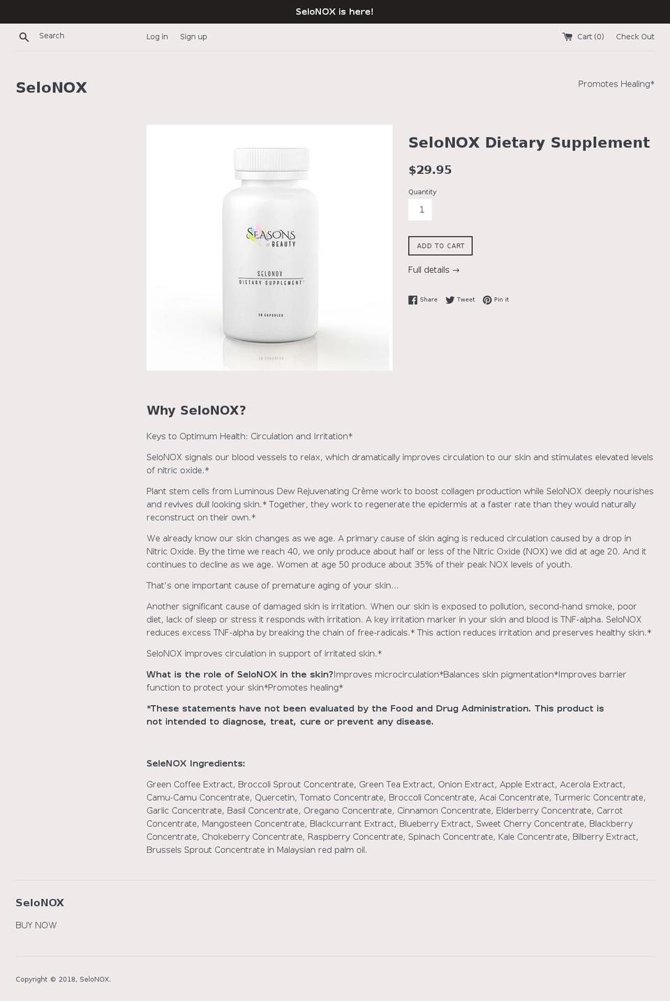 selonox.com shopify website screenshot
