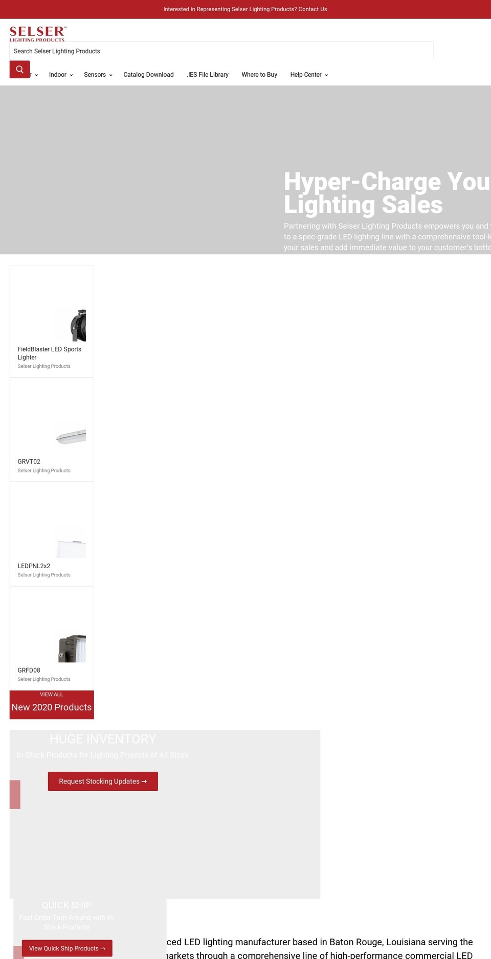 selserlighting.com shopify website screenshot