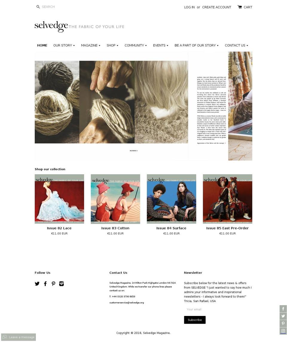 selvedge.org shopify website screenshot