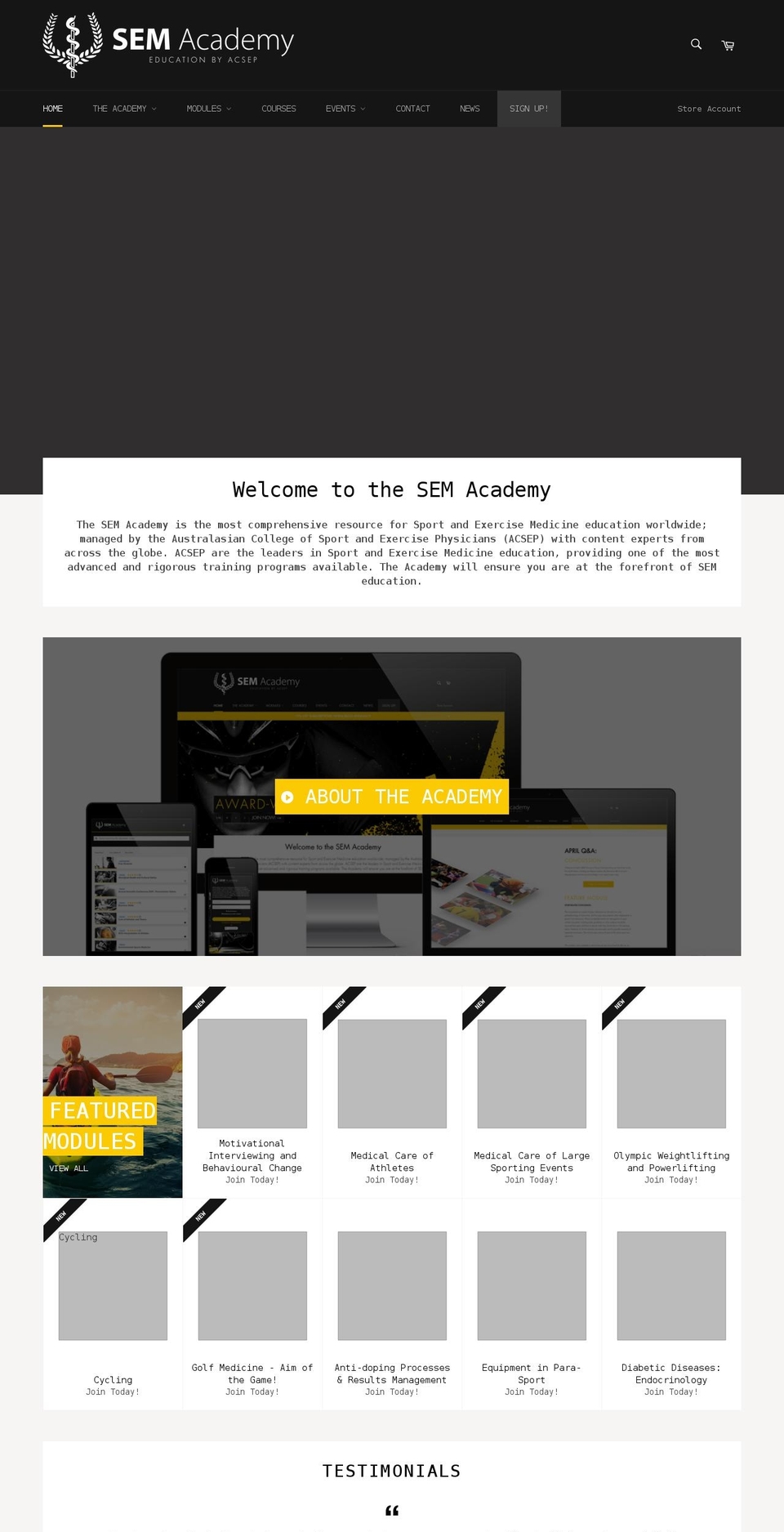 semacademy.org shopify website screenshot