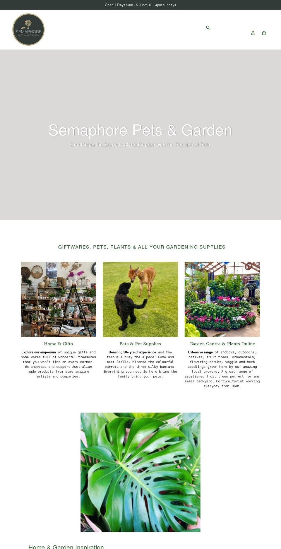 semaphorepetsandgarden.com.au shopify website screenshot