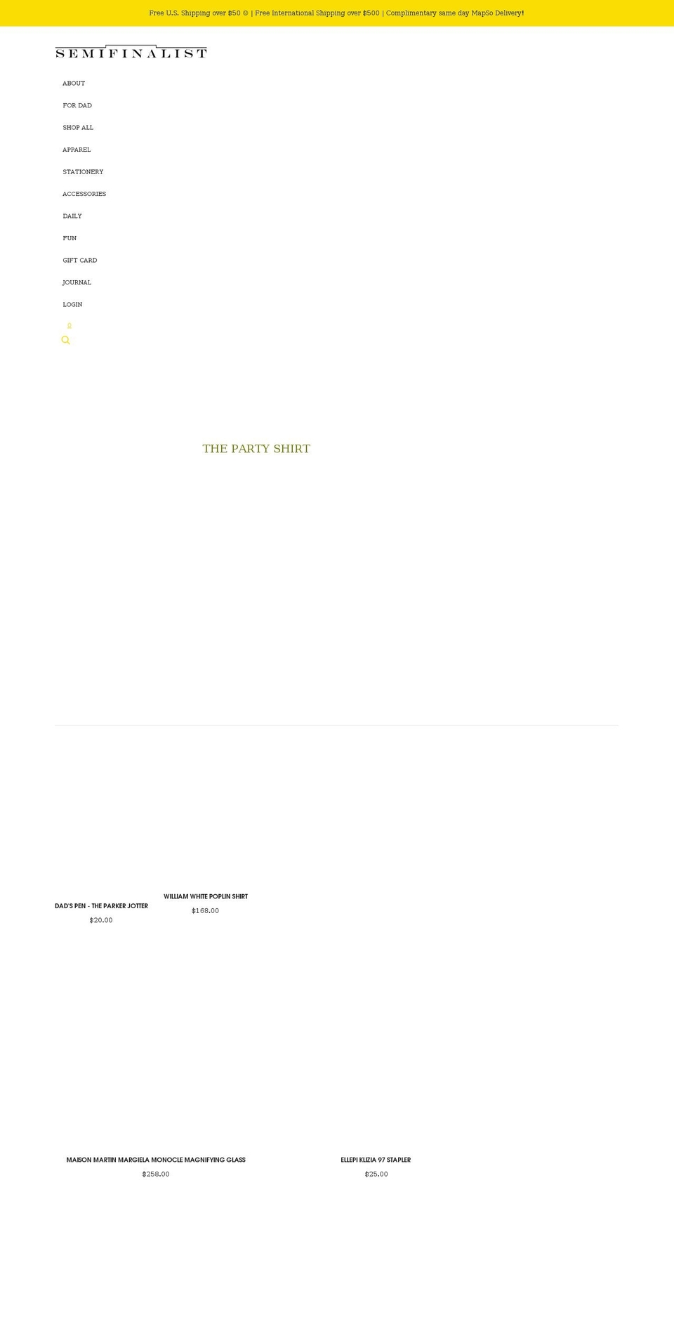 semifinalist.com shopify website screenshot