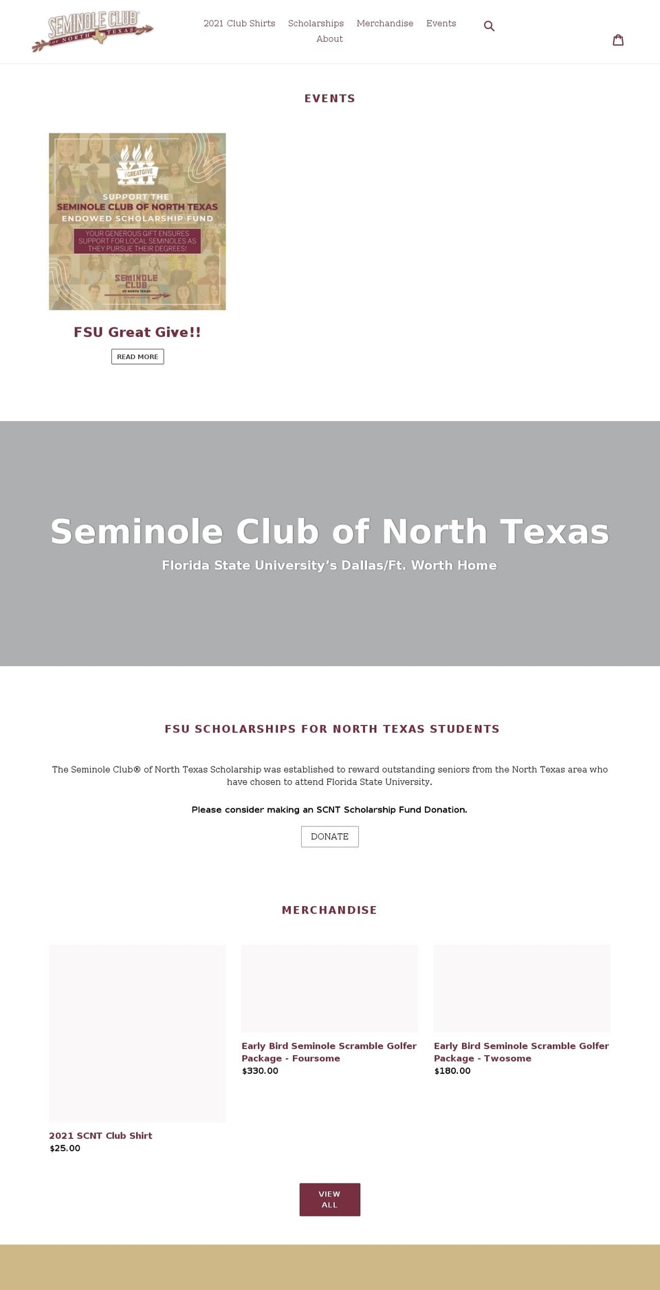 seminoleclubnorthtexas.org shopify website screenshot