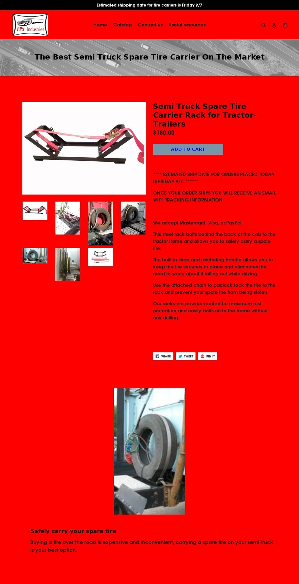 semitrucksparetirecarrier.com — Shopify storefront screenshot