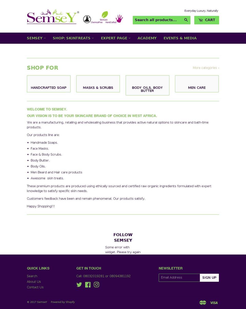 semseycrea8ions.com shopify website screenshot