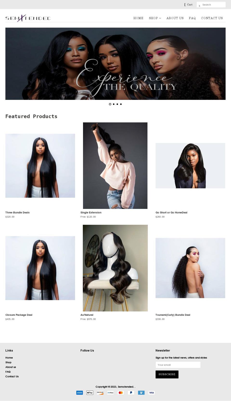 semxtended.com shopify website screenshot