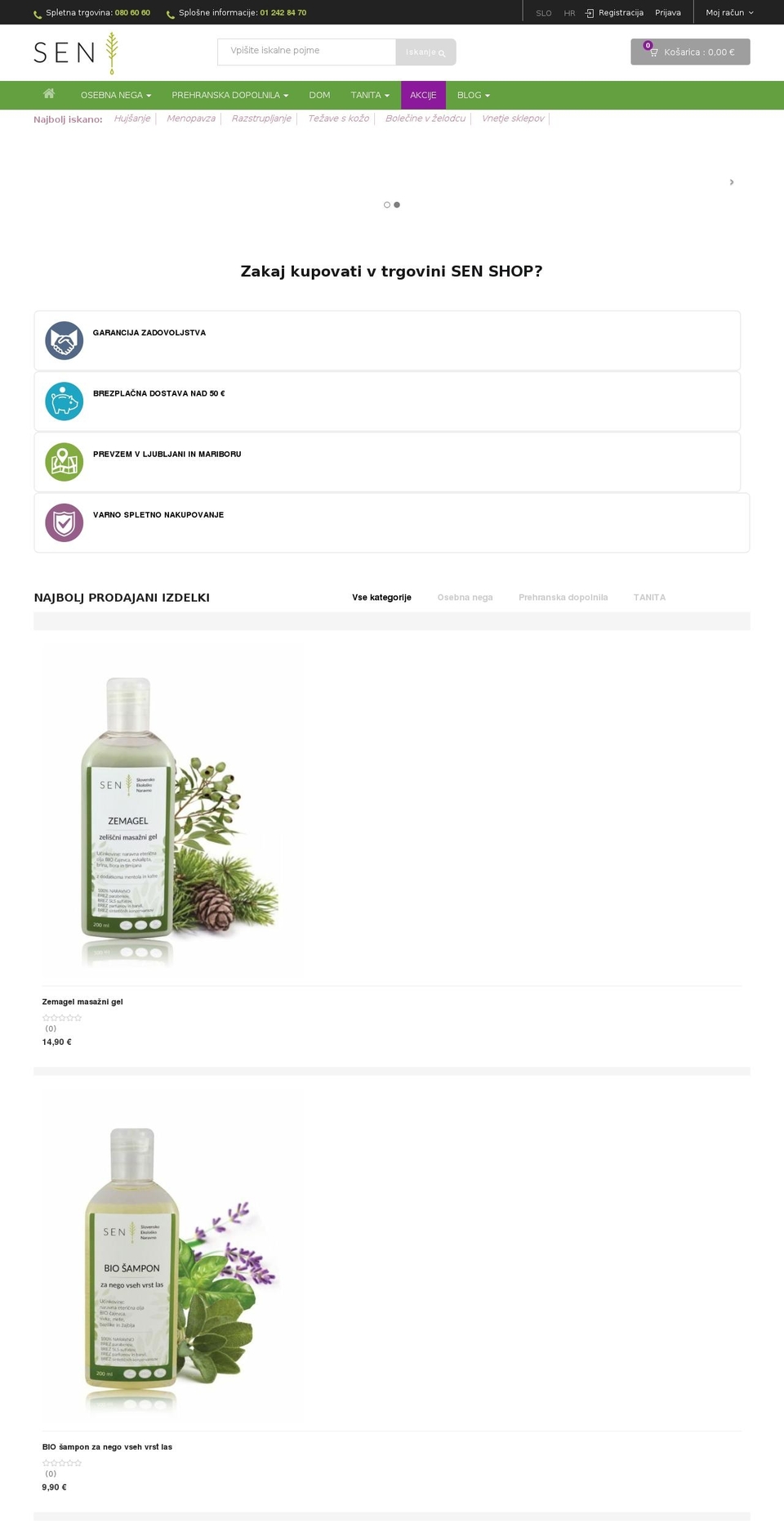 Mindtrade Shopify theme site example sen-shop.si