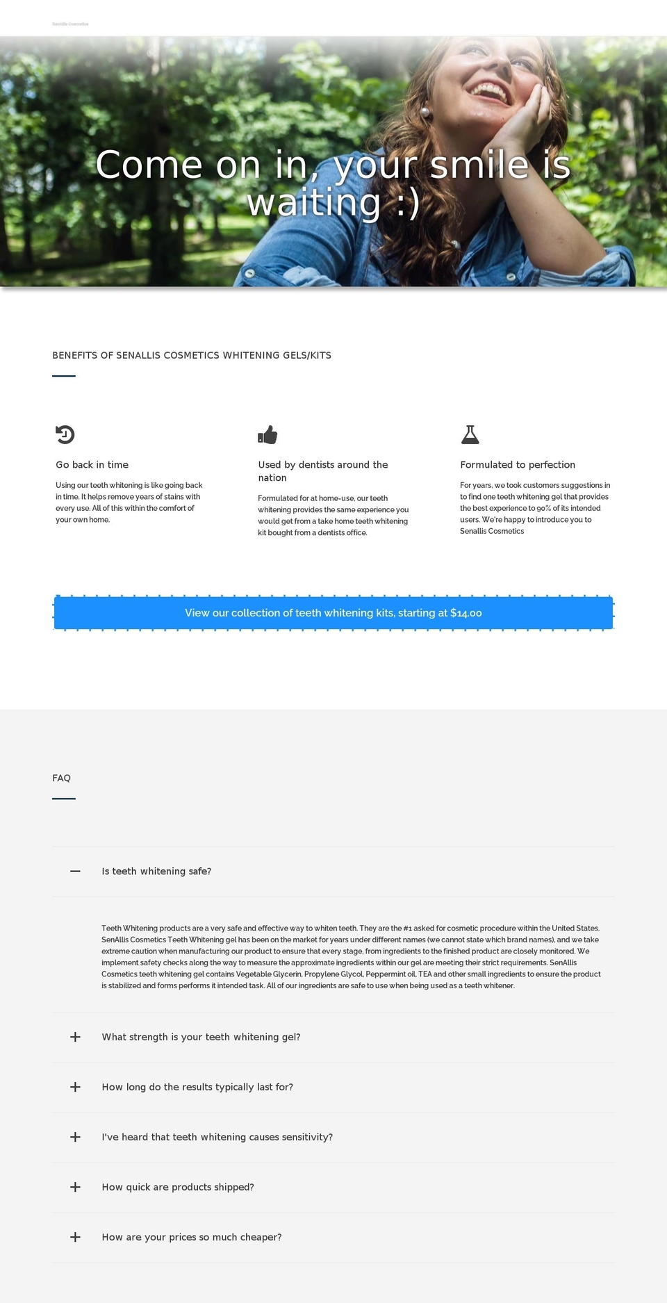 senalliscosmetics.com shopify website screenshot