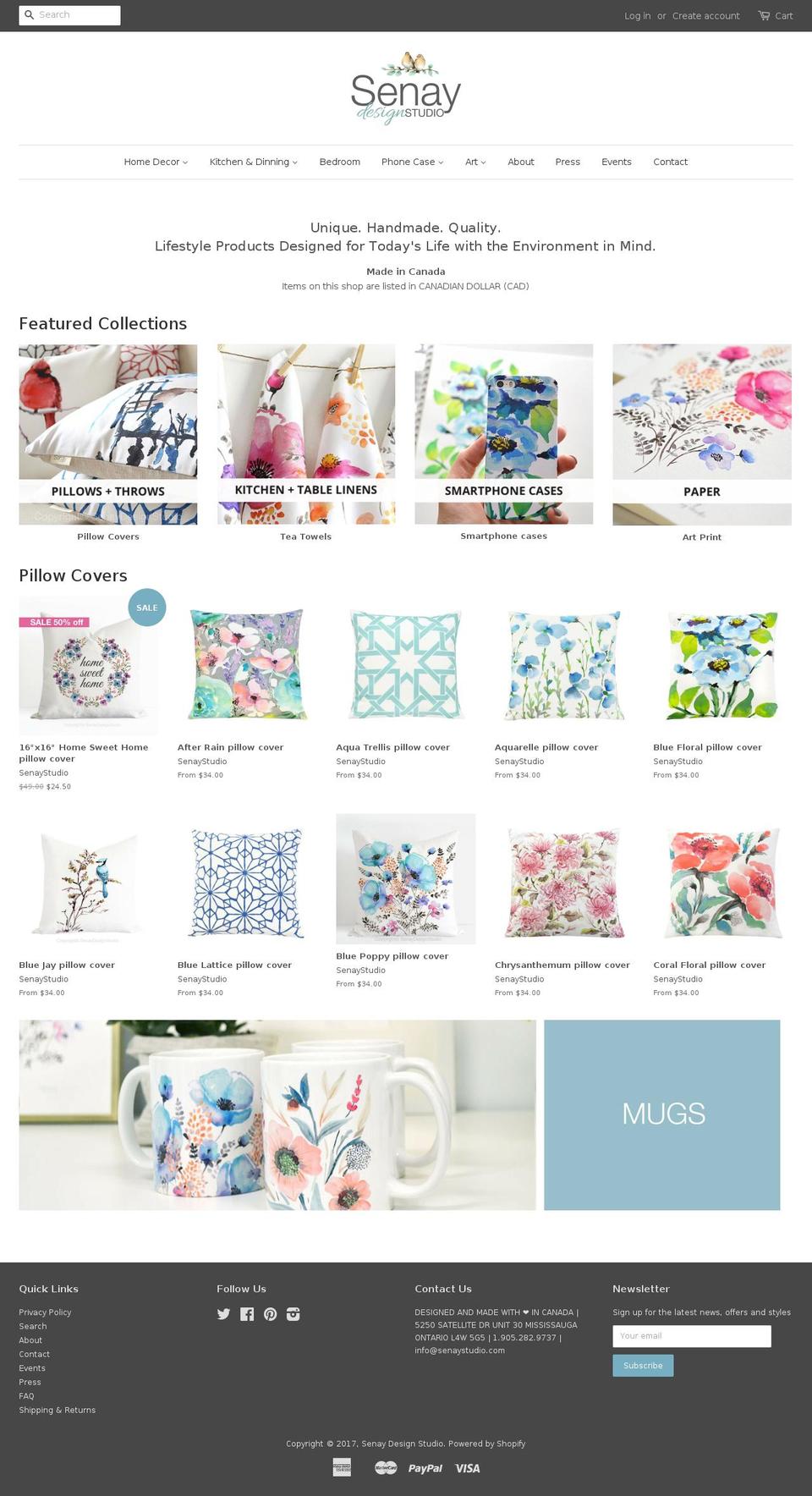 senaystudio.com shopify website screenshot