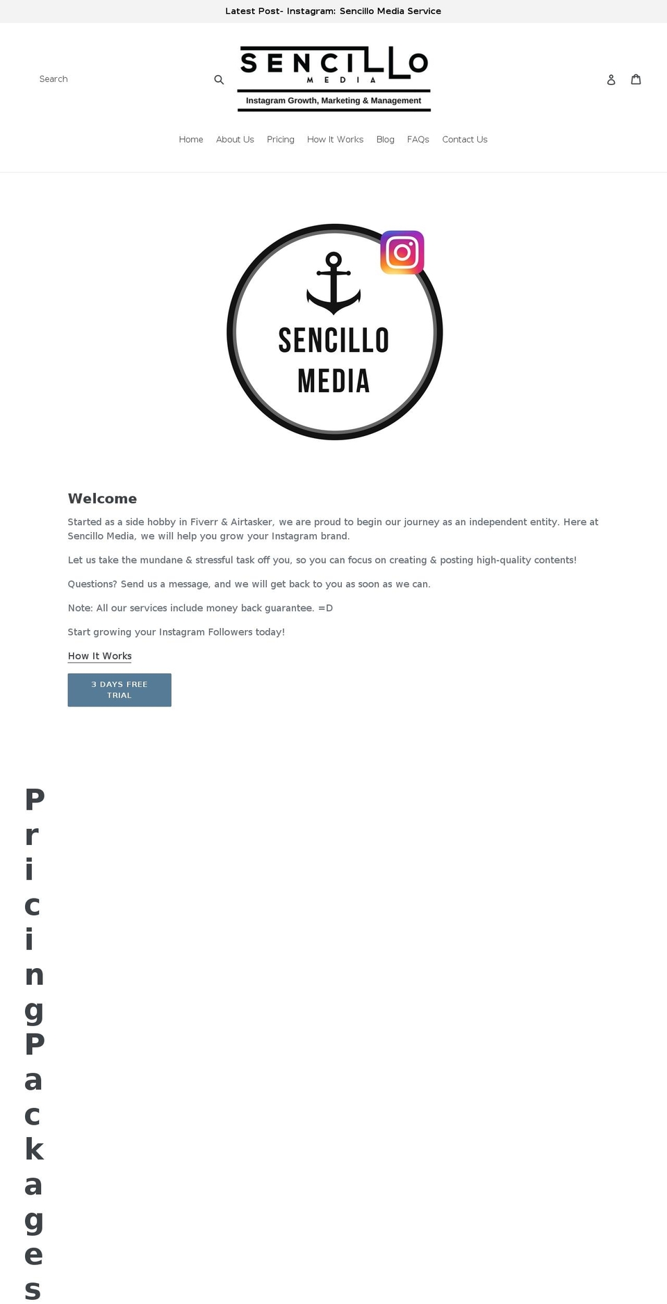 sencillomedia.com — Shopify storefront screenshot