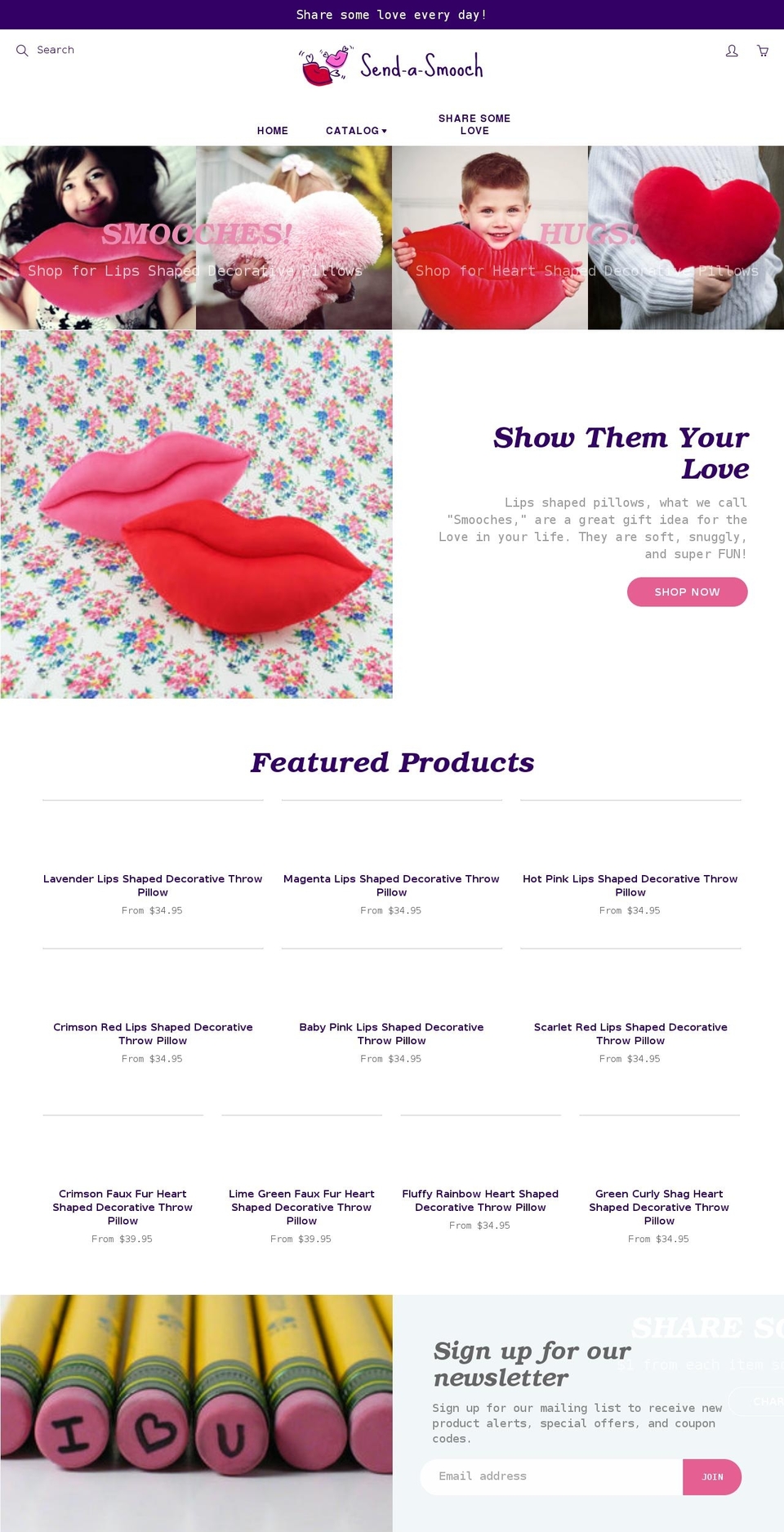 send-a-smooch.com shopify website screenshot