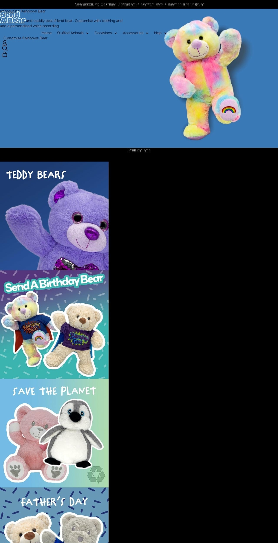 sendabear.co.uk shopify website screenshot