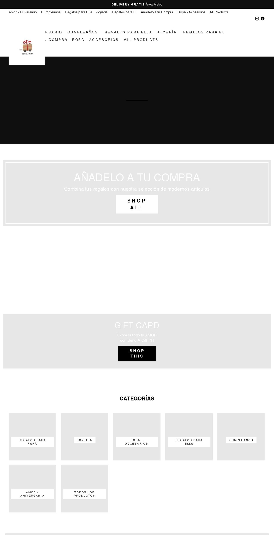 sendagiftpr.com shopify website screenshot